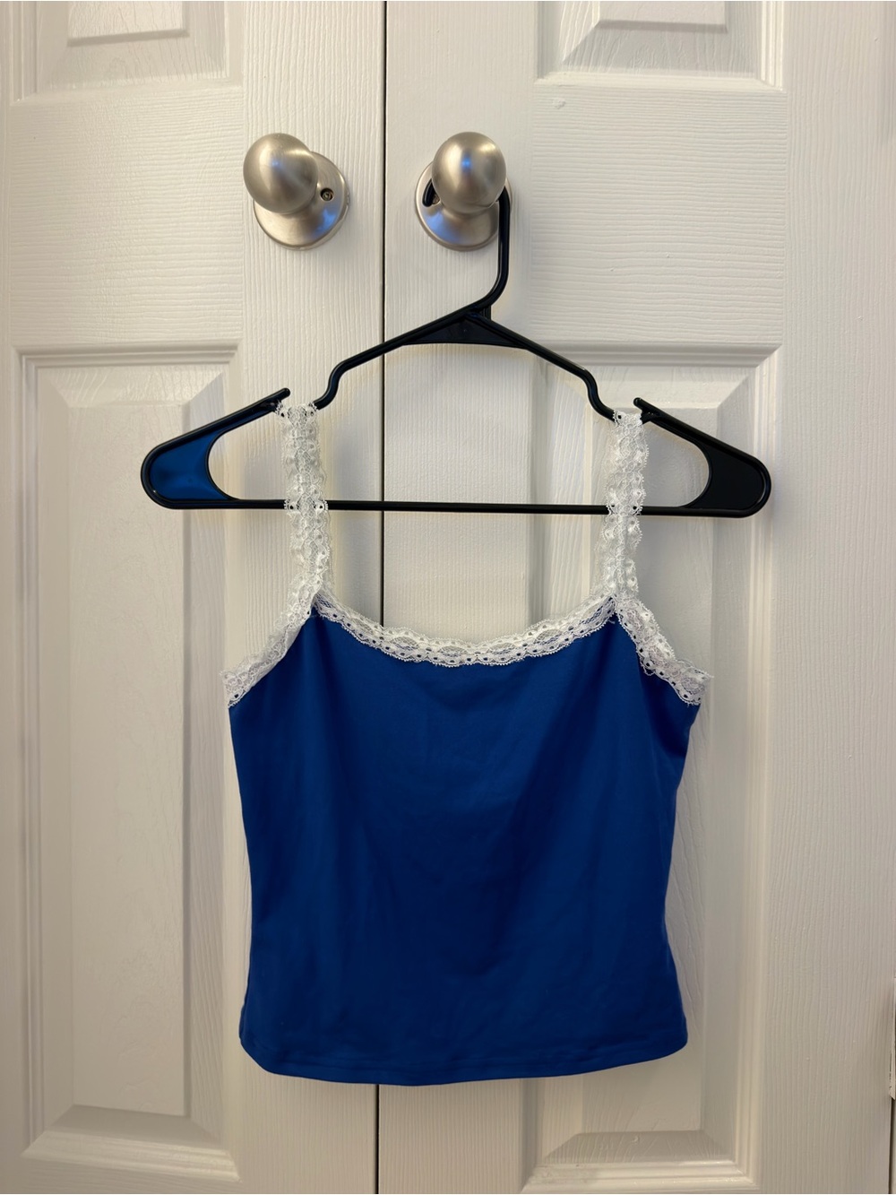 Blue Lace-Trim Cami Tank Top